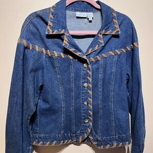 Newport News Denim Jacket with Brown Stitching
